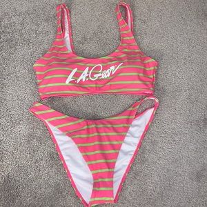 Forever 21 LA Gear Bikini Size M pink and green